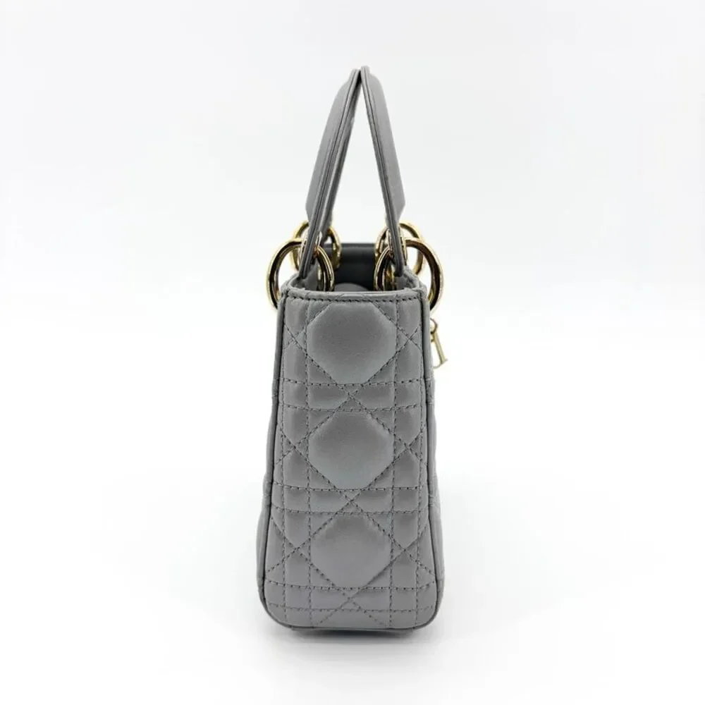 Dior Mini Lady Dior Bag Steel Grey Lambskin Gold Hardware